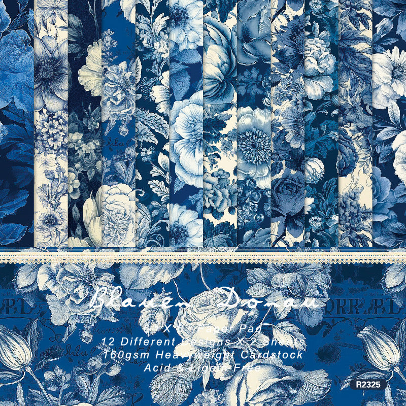 正方形デザインペーパー Blue Blossom Ver.