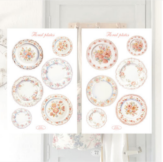 [Hello, Summer] Floral Plates Sticker
