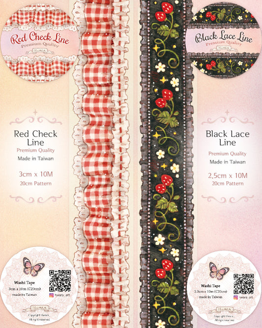 [HWARA] Red Check & Black Lace Line