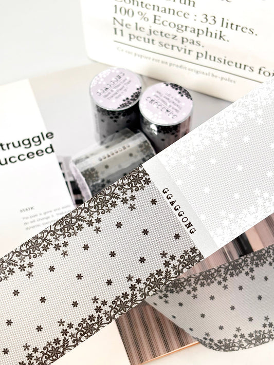 [GGAGGONG] Black & White Lace Tracing Paper PET Tape