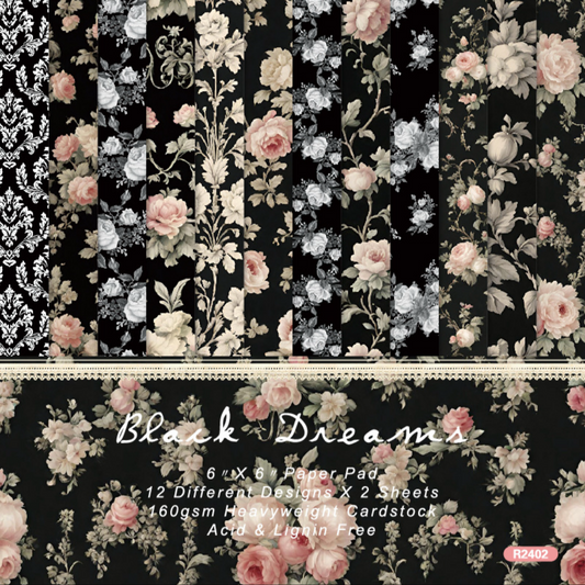 正方形デザインペーパー Black Flower Ver.