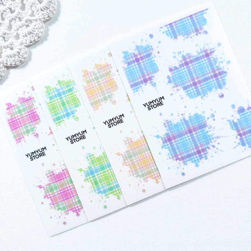 [Kind YumYum Store] Pastel Check Ink Matt PET Sticker