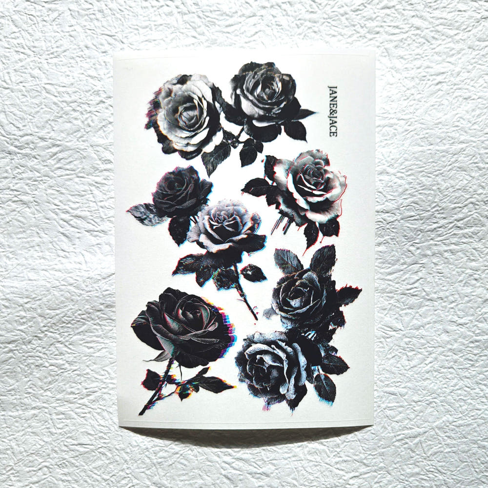 [Jane&Jace] Noise Black Rose PET Sticker
