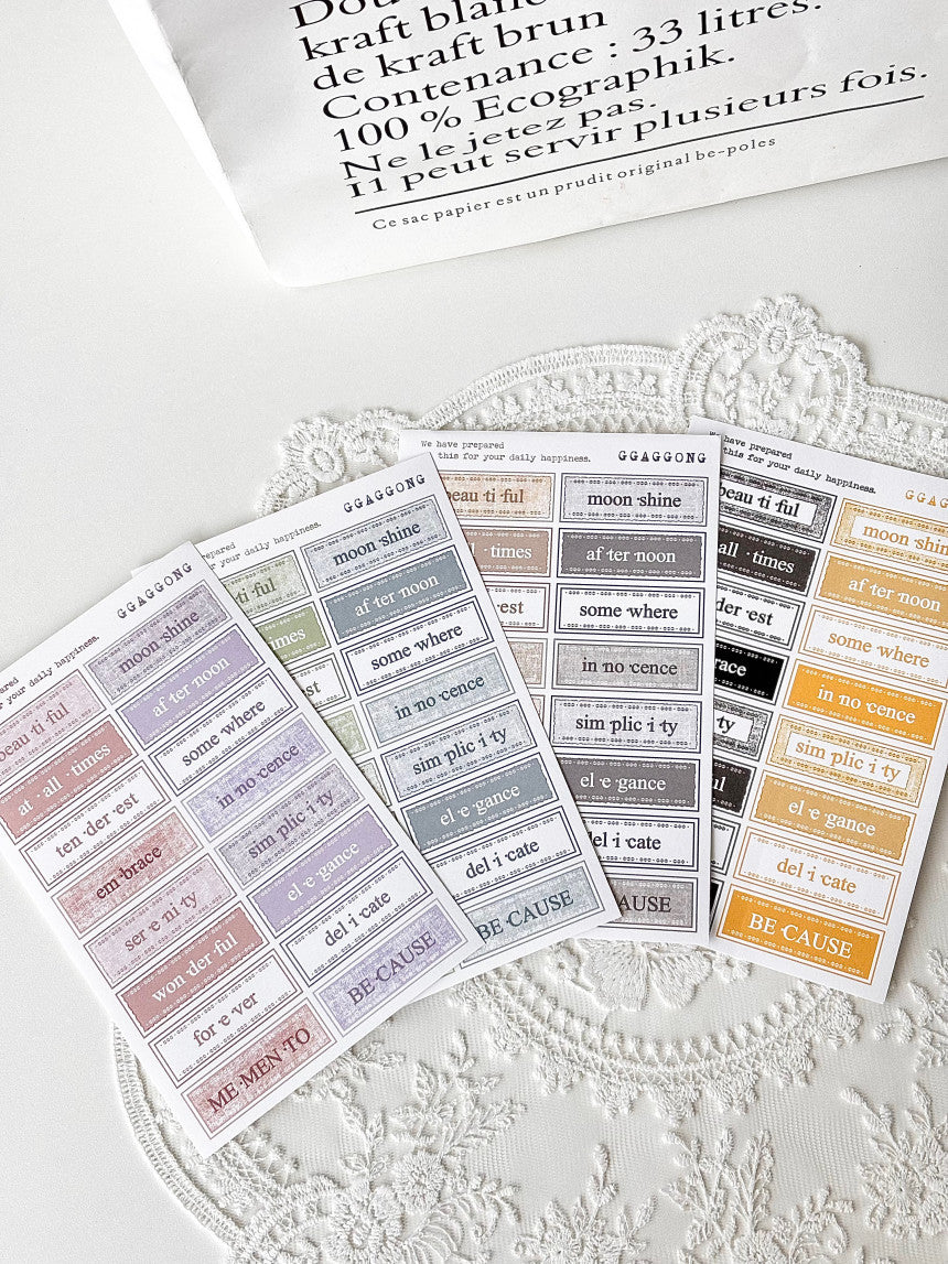 [GGAGGONG] Texture Label Sticker