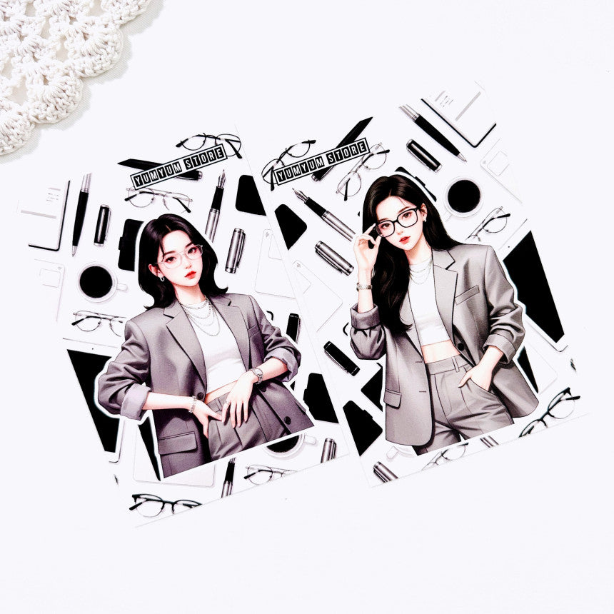 [Kind YumYum Store] Monotone office girl paper