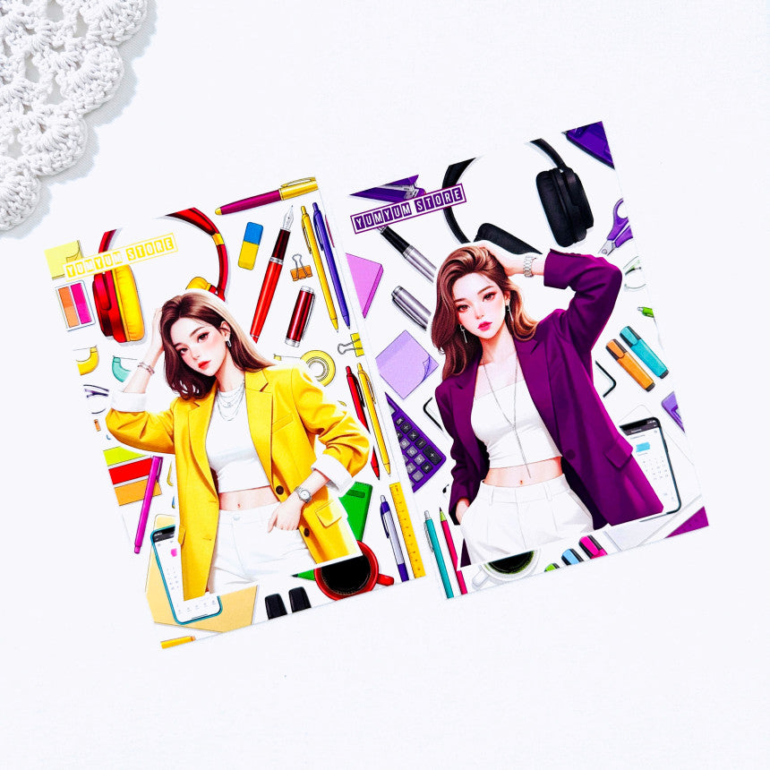 [Kind YumYum Store] Colorful office girl paper