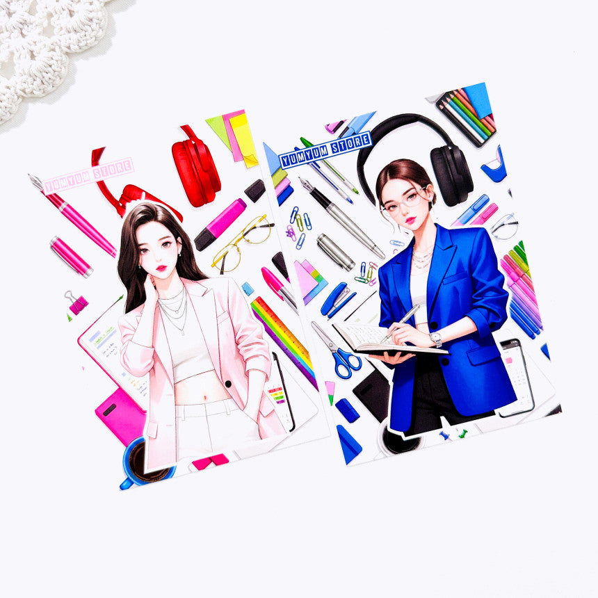 [Kind YumYum Store] Colorful office girl paper