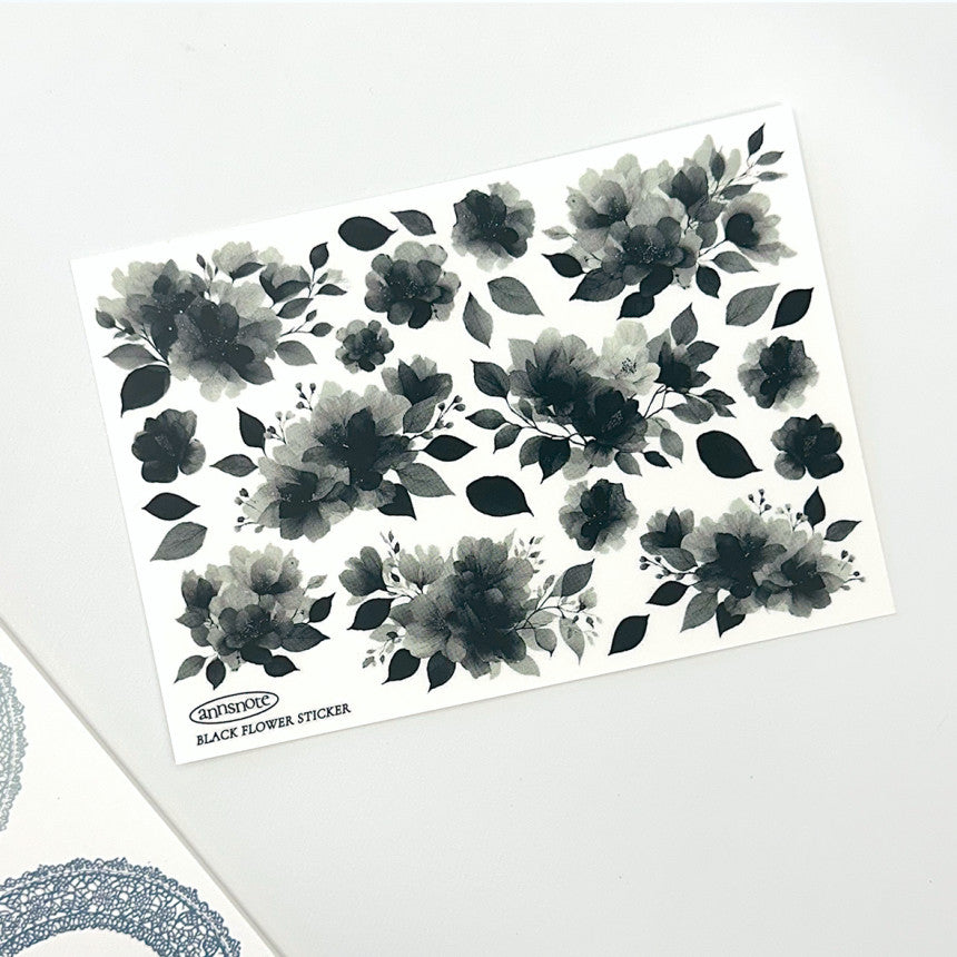 [Ann's NOTE] Black Small Flower Matt PET