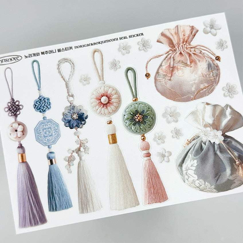 [Ann's NOTE]  2 Sheets Seal Stickers  Norigae and Bokjumeoni Pouch