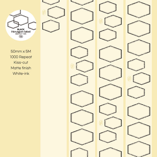 [Ann's NOTE] Hexasgon Label Black PET Masking Tape 5M