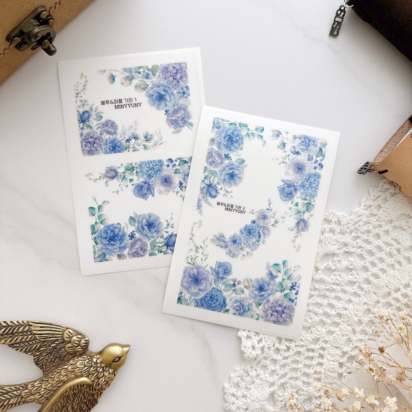 [MINYYUNY] 1+1 Blue Garden 2-Set (Light + Dark) PET Sticker