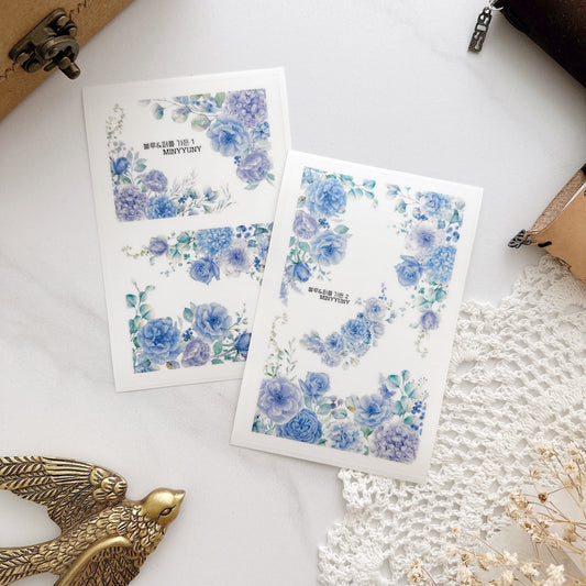 [MINYYUNY] 1+1 Blue Garden 2-Set (Light + Dark) PET Sticker