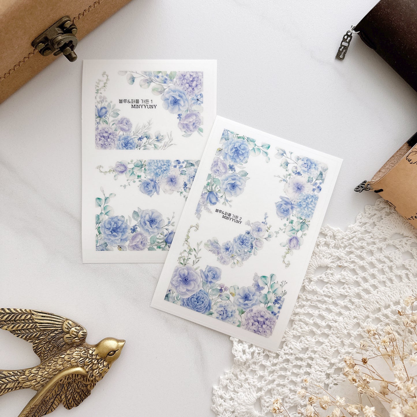 [MINYYUNY] 1+1 Blue Garden 2-Set (Light + Dark) PET Sticker
