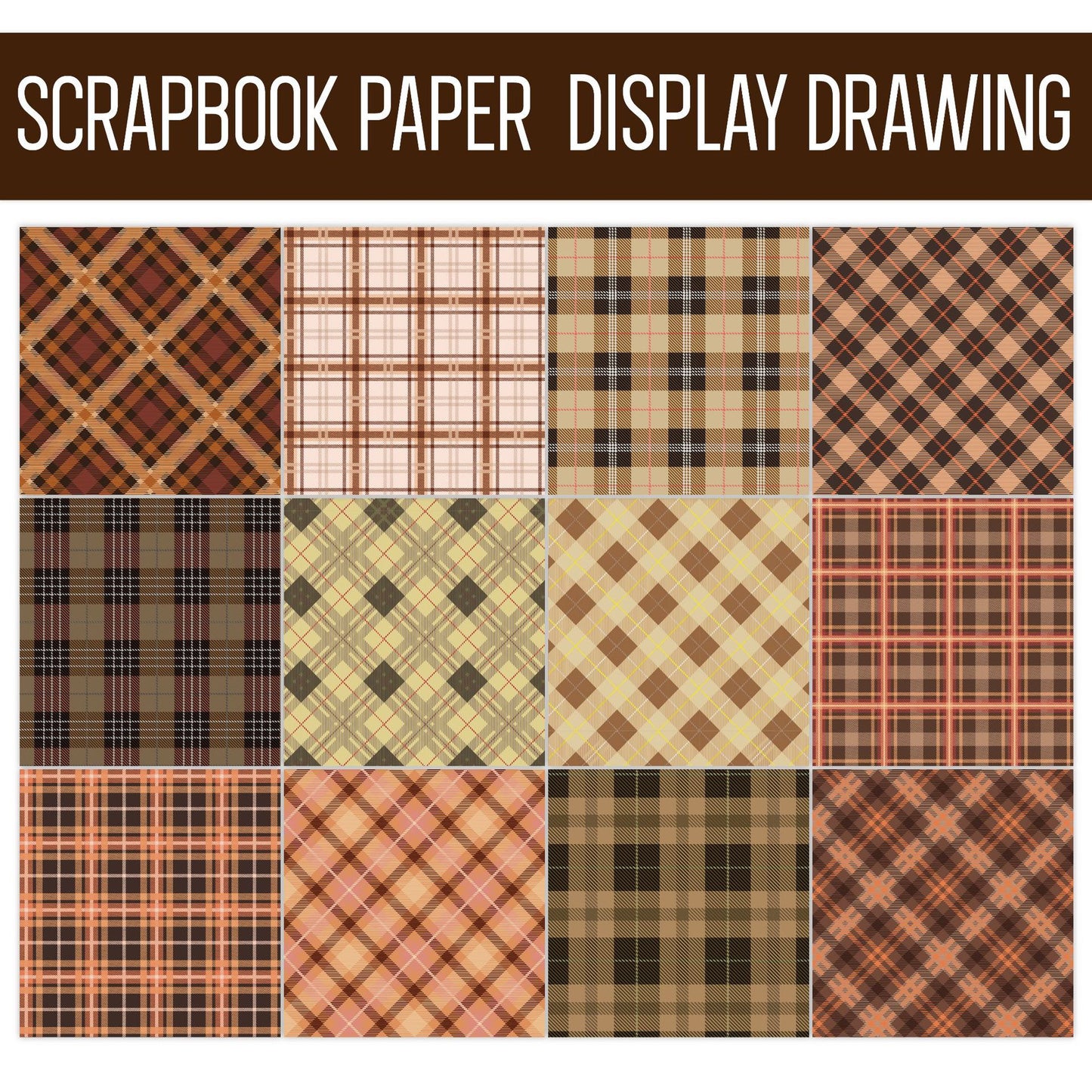 正方形デザインペーパー Brown Check Ver.