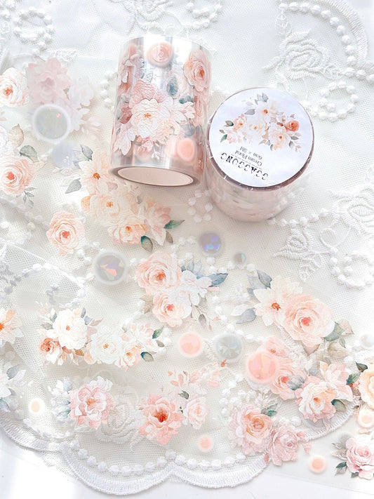 [GGAGGONG] Cream Floral PET Tape